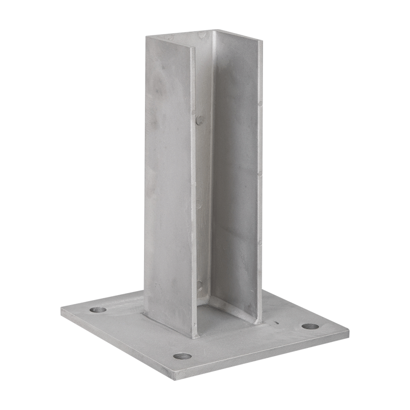 Alu Fußplatte mit Überstand - Grundplatte: 220 x 220 mm